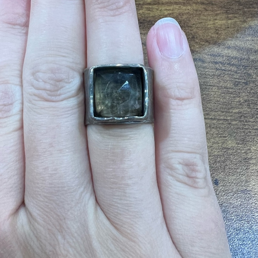 Silpada Smokey Topaz Hammered Ring size 7